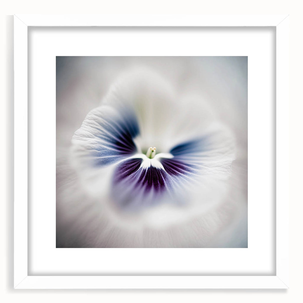 Abstract floral wall art framed with a mat in white, showcasing vibrant colors and intricate patterns, perfect for enhancing modern home decor.
