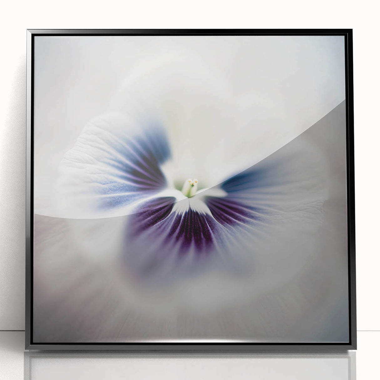 Framed abstract floral wall art in shades of black and white, showcasing intricate designs with a modern aesthetic, perfect for contemporary home decor.