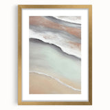 Abstract landscape wall art framed in gold with a white mat, showcasing vibrant colors and serene imagery, perfect for enhancing modern decor.