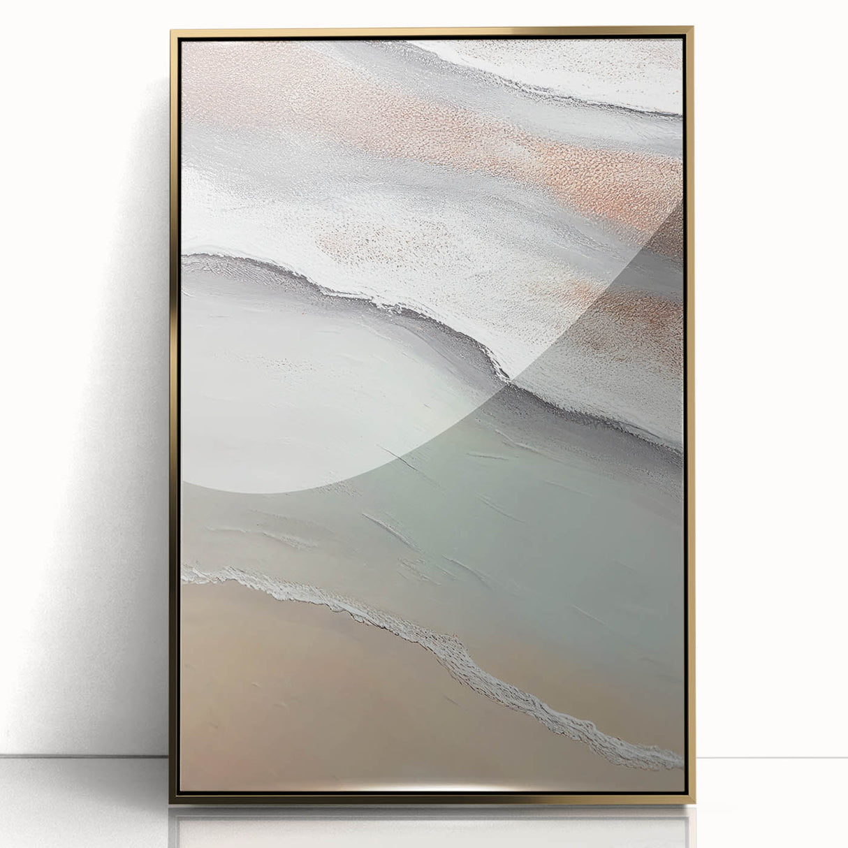 Framed abstract landscape wall art featuring vibrant gold accents and a modern design, perfect for enhancing contemporary home decor. The piece showcases rich colors and textures, ideal for living rooms or office spaces.