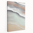 Stretched canvas showcasing an abstract landscape design with vibrant colors and textured brush strokes, ideal for modern home decor. Side view highlights depth and framing.
