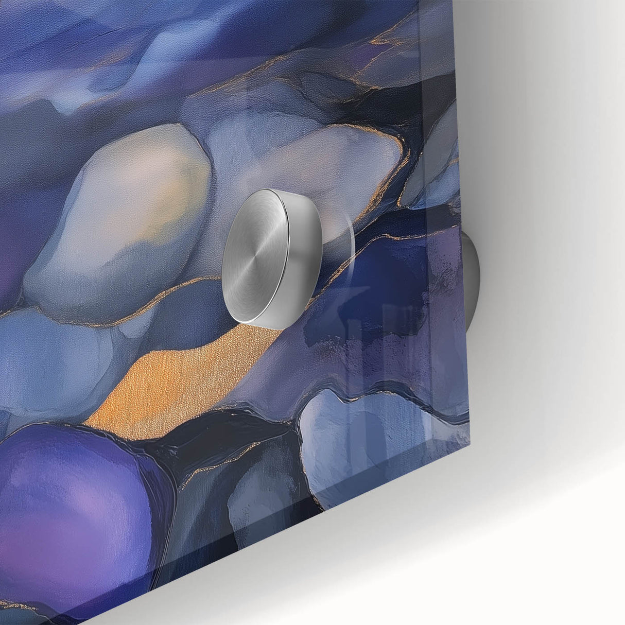 Fluid Abstract Wall Art – Violet, Navy & Gold Stone-Inspired Design