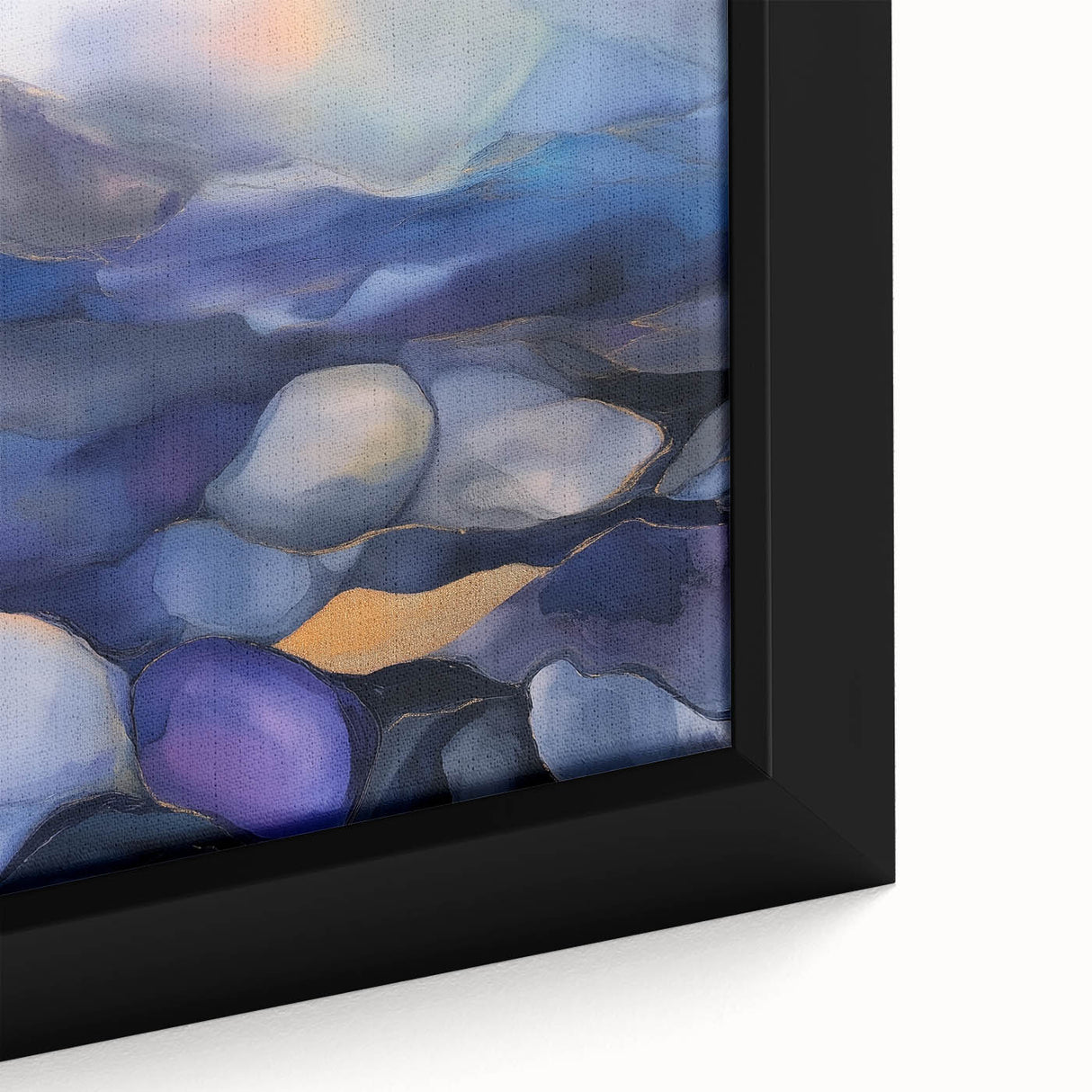 Fluid Abstract Wall Art – Violet, Navy & Gold Stone-Inspired Design