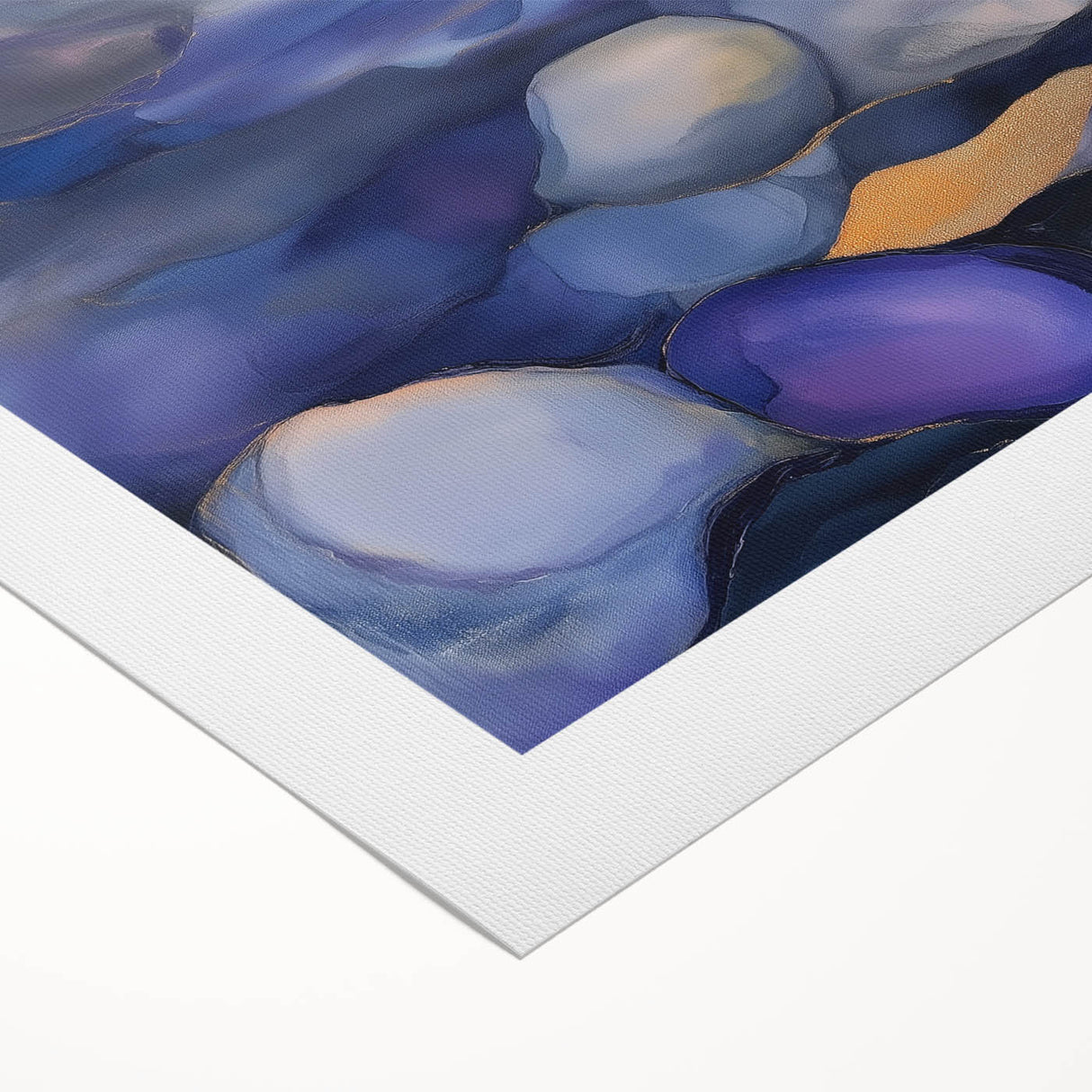 Fluid Abstract Wall Art – Violet, Navy & Gold Stone-Inspired Design