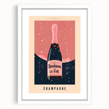 Abstract art print featuring swirling patterns in vibrant red and orange tones, framed in white, ideal for dining room decor.