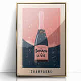 Mid-century modernist art featuring a minimalist food and drink design in gold and white tones, framed acrylic.