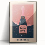 Art deco poster featuring a stylized cocktail, in silver and black tones, acrylic framed, ideal for modern art wall decor.