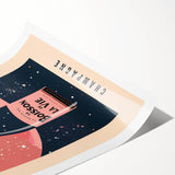 Extra large rolled print featuring line art flowers in black on a white background, ideal for large living room wall art.