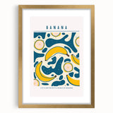 Extra large abstract art print featuring textured fruit designs in gold frame, ideal for living room decor.