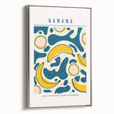 Landscape art painting of colorful fruits on a black background, framed in silver, suitable for kitchen wall art.