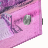 Close-up of a beautifully crafted acrylic glass landscape bridge design, showcasing intricate details and vibrant colors that highlight the artwork's depth and elegance. Perfect for enhancing modern decor.