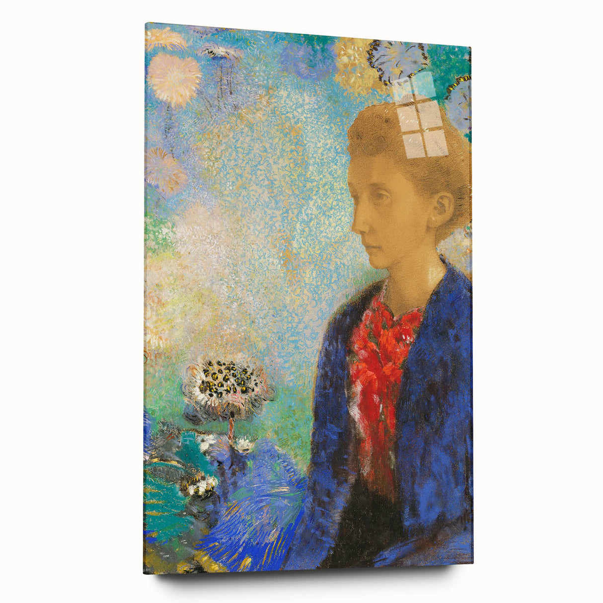 Modern Wall Art - Elegant Portrait of a Woman with Floral Background - Print
