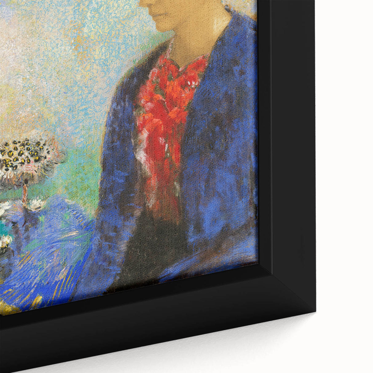 Modern Wall Art - Elegant Portrait of a Woman with Floral Background - Print