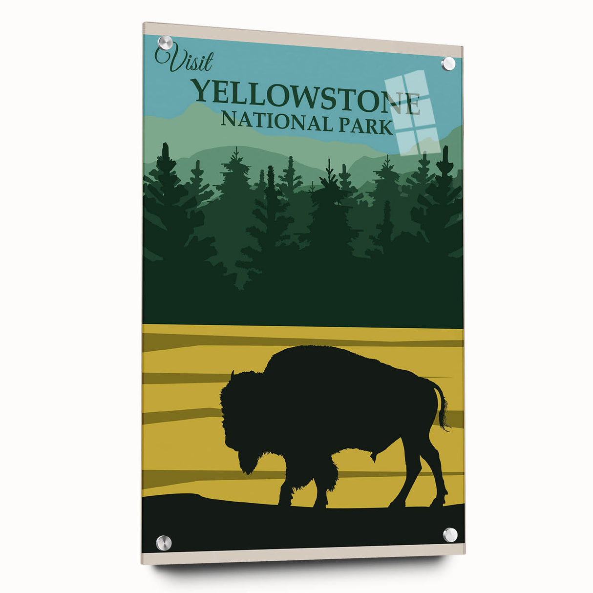 Vintage Yellowstone Bison Poster - Retro National Park Art