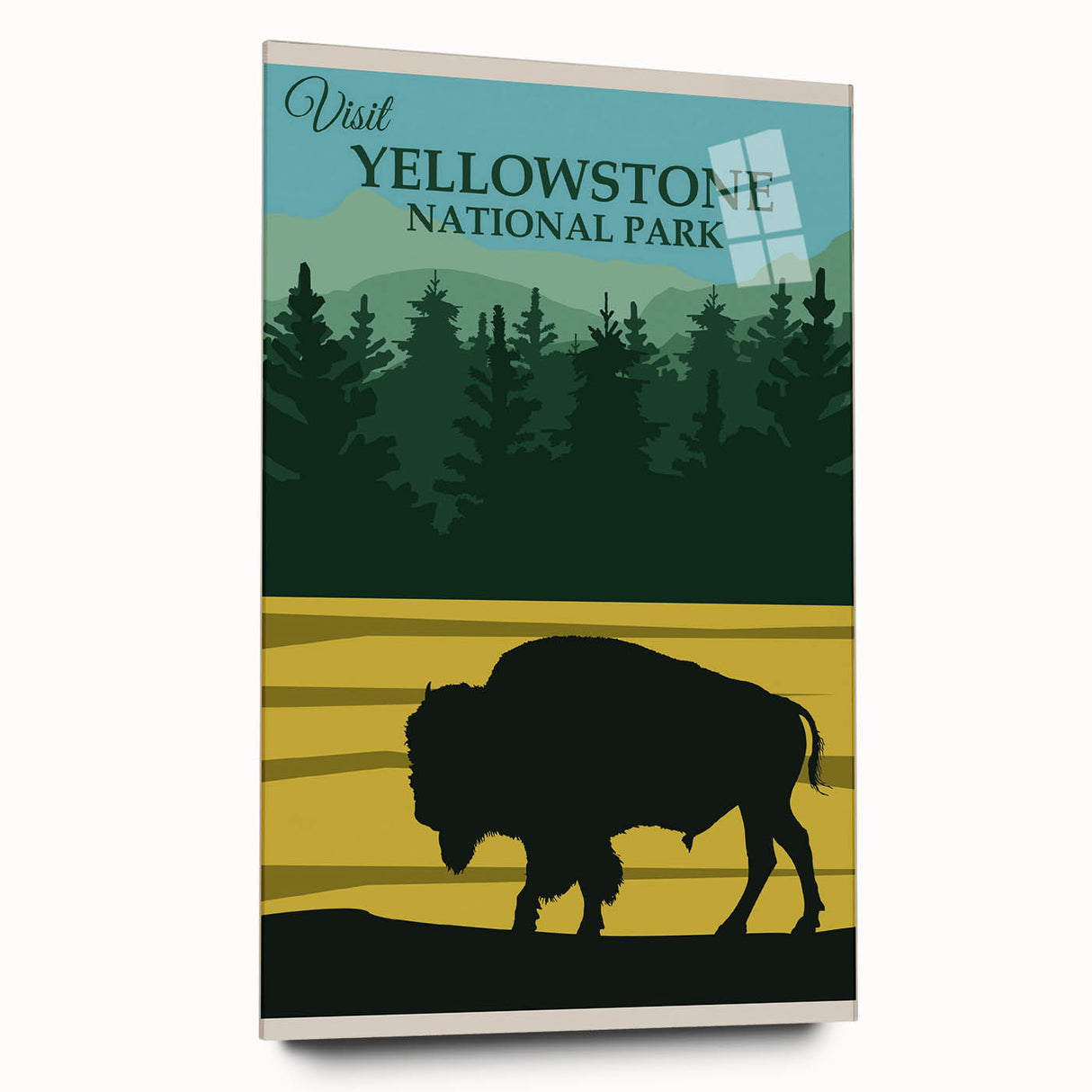 Vintage Yellowstone Bison Poster - Retro National Park Art