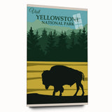 Vintage Yellowstone Bison Poster - Retro National Park Art