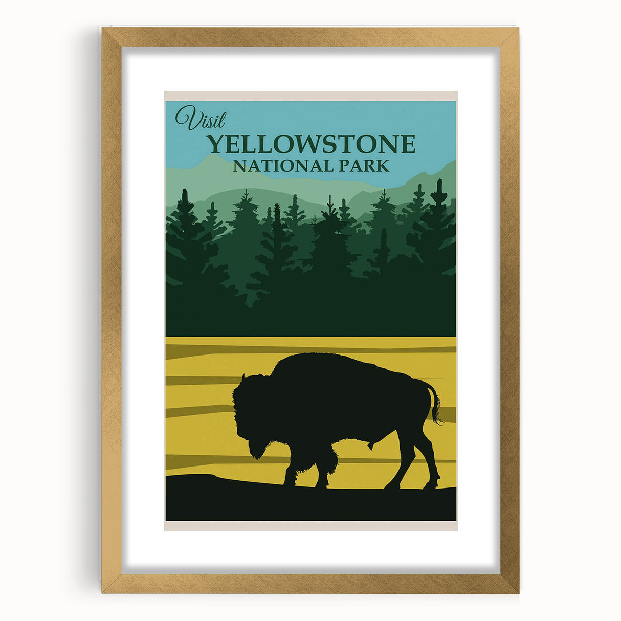 Vintage Yellowstone Bison Poster - Retro National Park Art