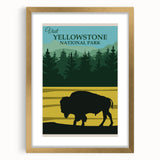 Vintage Yellowstone Bison Poster - Retro National Park Art