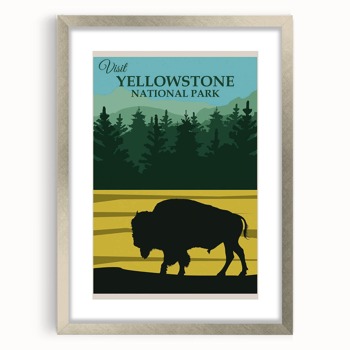 Vintage Yellowstone Bison Poster - Retro National Park Art