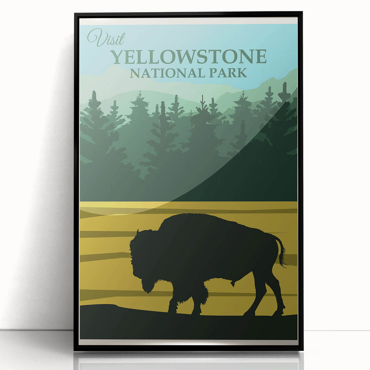 Vintage Yellowstone Bison Poster - Retro National Park Art