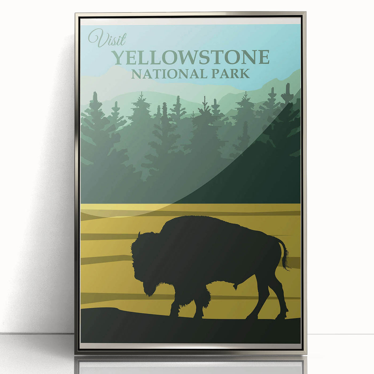 Vintage Yellowstone Bison Poster - Retro National Park Art
