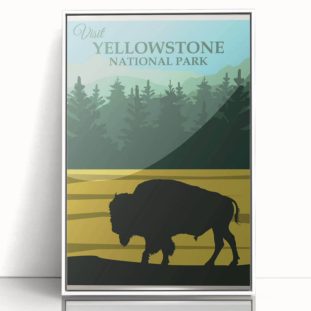 Vintage Yellowstone Bison Poster - Retro National Park Art