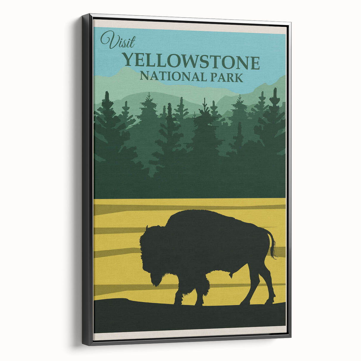 Vintage Yellowstone Bison Poster - Retro National Park Art