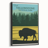 Vintage Yellowstone Bison Poster - Retro National Park Art