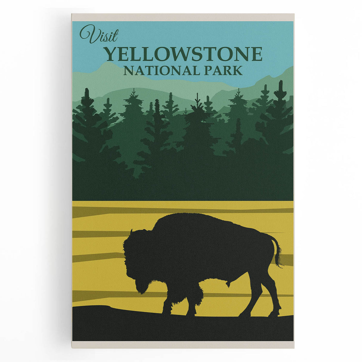 Vintage Yellowstone Bison Poster - Retro National Park Art