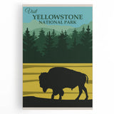 Vintage Yellowstone Bison Poster - Retro National Park Art