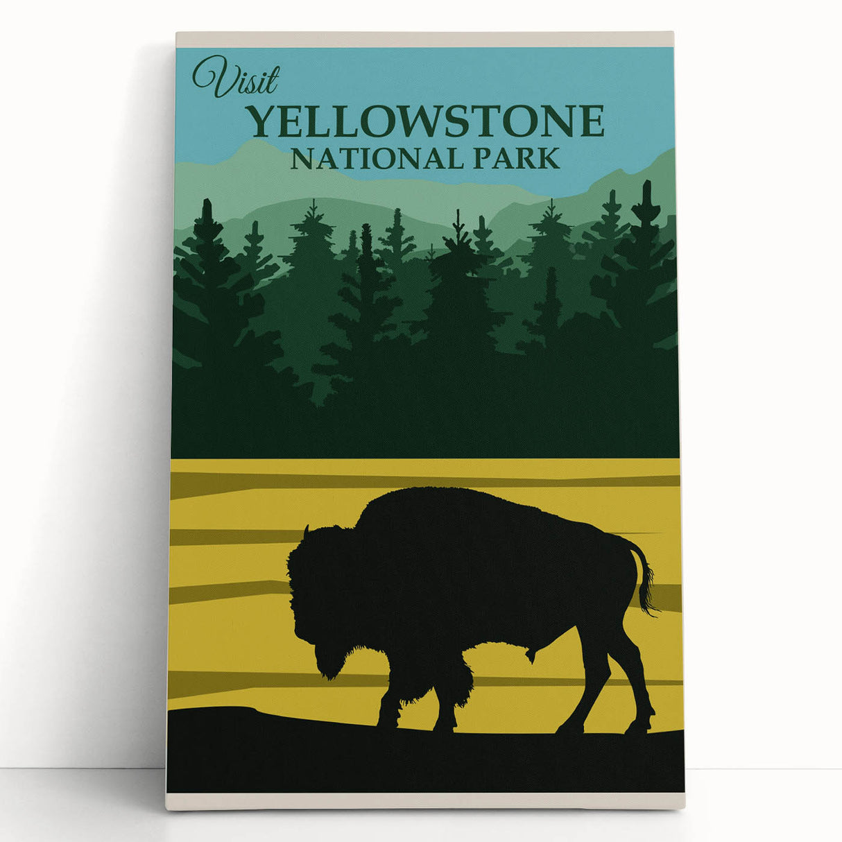 Vintage Yellowstone Bison Poster - Retro National Park Art