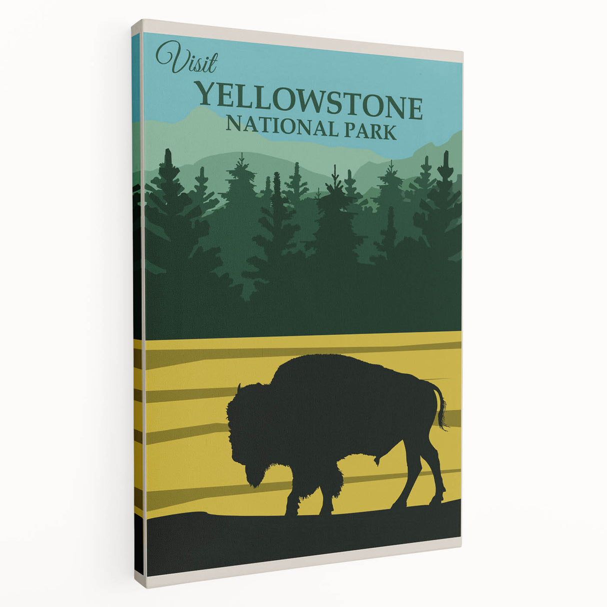 Vintage Yellowstone Bison Poster - Retro National Park Art
