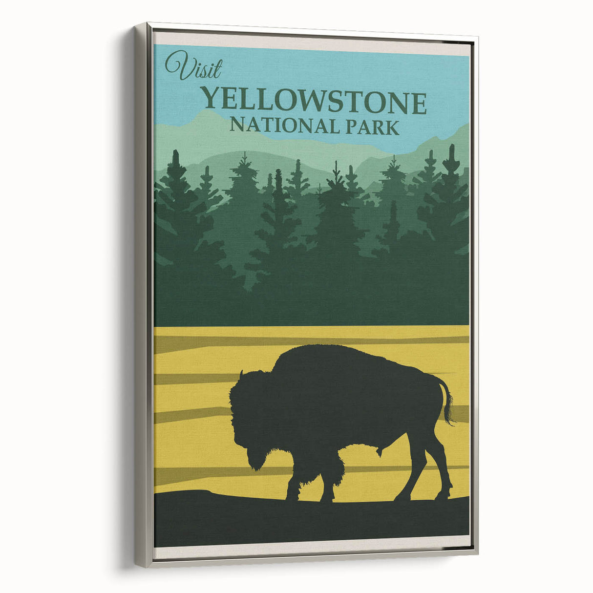 Vintage Yellowstone Bison Poster - Retro National Park Art