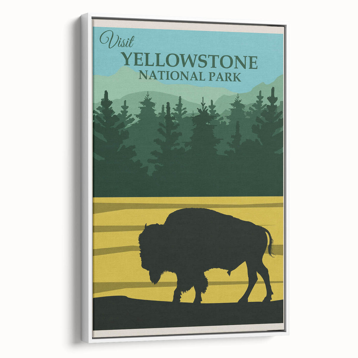 Vintage Yellowstone Bison Poster - Retro National Park Art