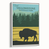 Vintage Yellowstone Bison Poster - Retro National Park Art
