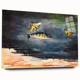 Realism Art Print of Fish and Butterflies - Nature’s Aquatic Harmony