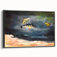 Realism Art Print of Fish and Butterflies - Nature’s Aquatic Harmony
