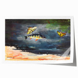 Realism Art Print of Fish and Butterflies - Nature’s Aquatic Harmony