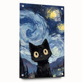 Whimsical Boys Room Wall Art - Cat in Starry Night for Kids Rooms