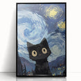 Whimsical Boys Room Wall Art - Cat in Starry Night for Kids Rooms