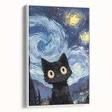 Whimsical Boys Room Wall Art - Cat in Starry Night for Kids Rooms
