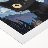 Whimsical Boys Room Wall Art - Cat in Starry Night for Kids Rooms