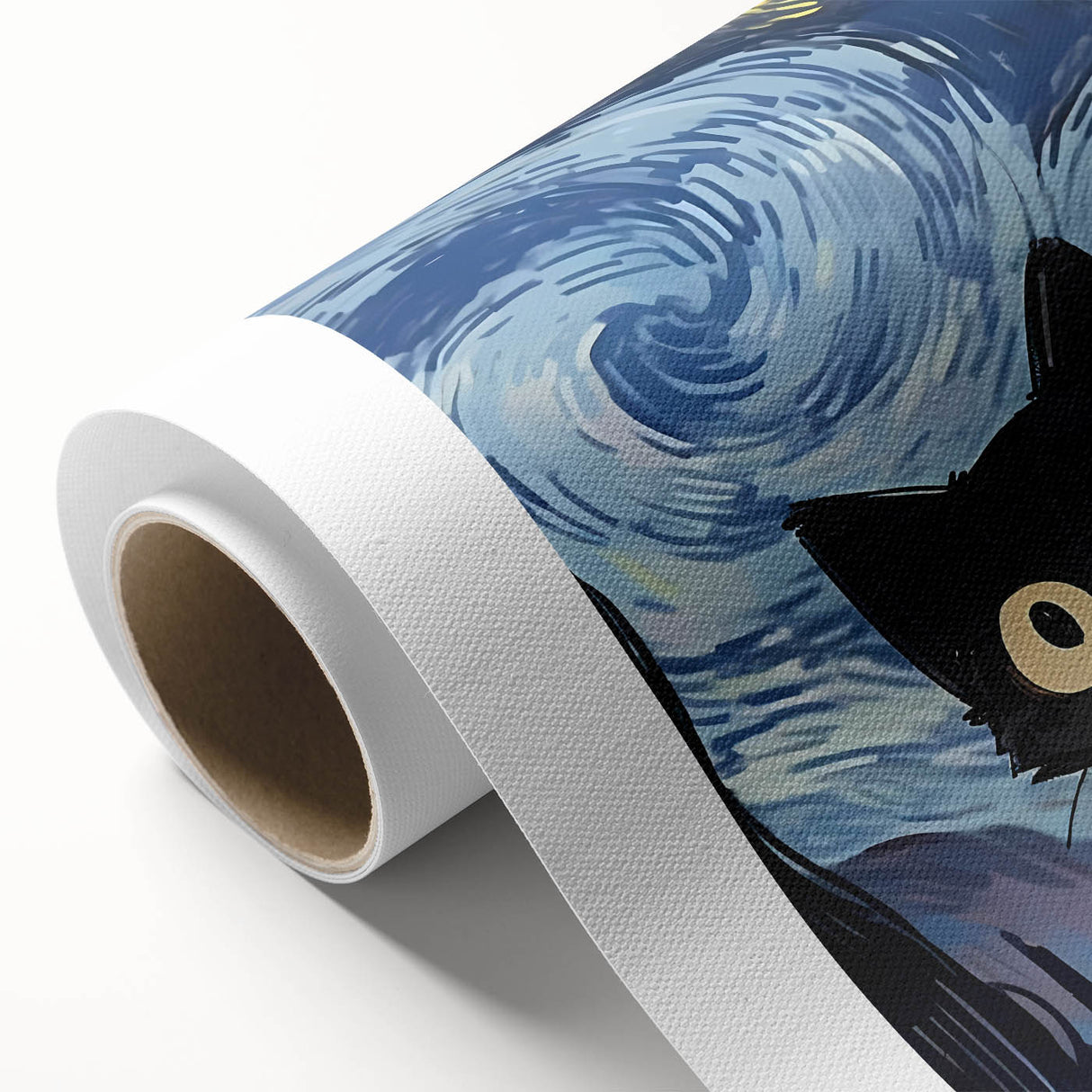 Whimsical Boys Room Wall Art - Cat in Starry Night for Kids Rooms