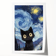 Whimsical Boys Room Wall Art - Cat in Starry Night for Kids Rooms