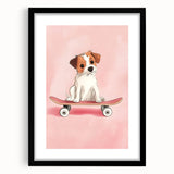 Framed Baby Art Prints – Puppy on Skateboard Nursery Wall Art