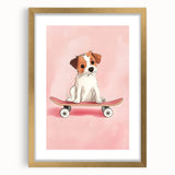 Framed Baby Art Prints – Puppy on Skateboard Nursery Wall Art