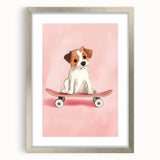 Framed Baby Art Prints – Puppy on Skateboard Nursery Wall Art