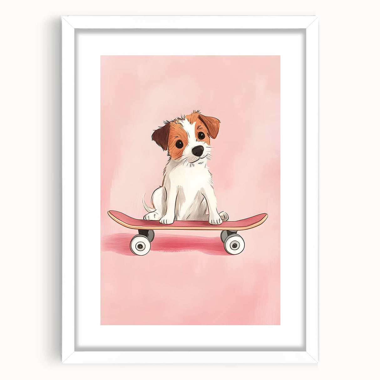 Framed Baby Art Prints – Puppy on Skateboard Nursery Wall Art