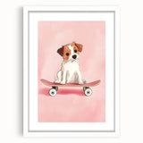 Framed Baby Art Prints – Puppy on Skateboard Nursery Wall Art
