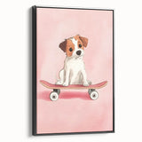 Framed Baby Art Prints – Puppy on Skateboard Nursery Wall Art